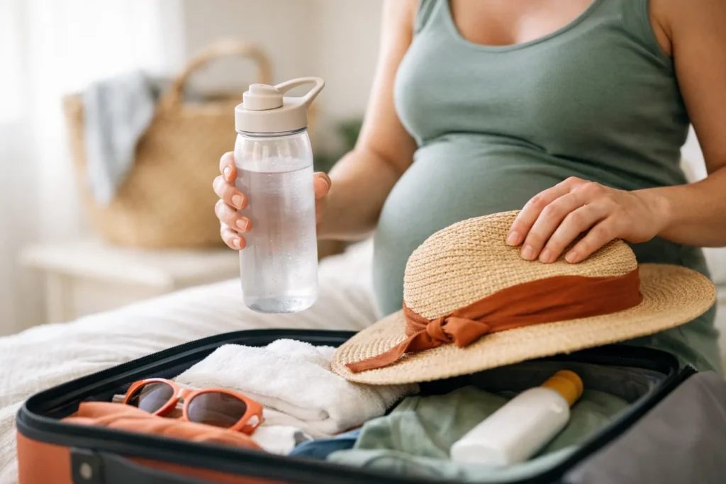 Partir enceinte : chaleur – hydratation et points santé