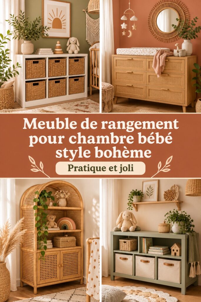 Meuble de rangement bohème pour la chambre de bébé