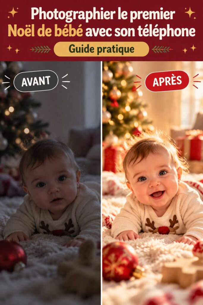 Photographier le premier Noël de bébé avec votre téléphone